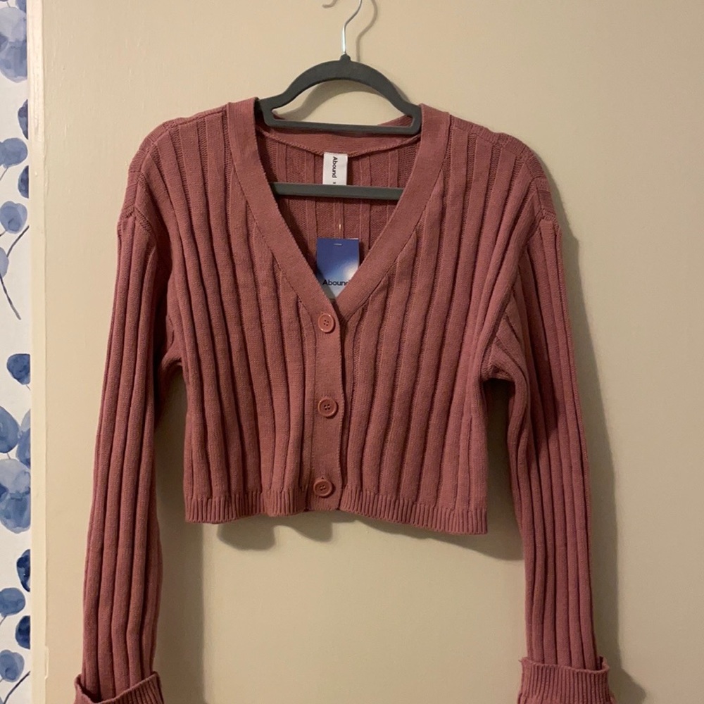 Ribbed Button Up Crop Top Sweater